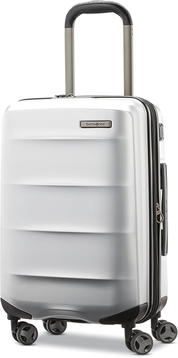 Samsonite Octiv Lightweight Hardshell 20-Inch Carry-On Luggage- Durable & Impact Resistant, 360 Aero Trac Spinner Wheels, Adjustable Telescopic Handle, Expandable Suitcase, TSA Approved Lock - Silver