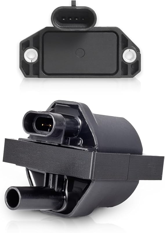 ENA Ignition Coil and Module System Compatible with GMC Chevy Chevrolet Pontiac Express 1500 Safari Savanna Silverado Sonoma Blazer Jimmy S10 4.3L 5.0L 5.7L V8 1996-2002 Replacement for DR49 LX381