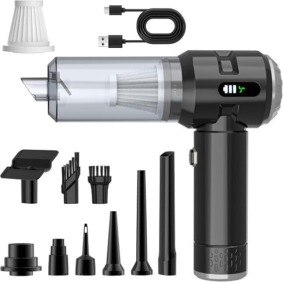 Wansimoo Handheld Car Vacuum Cleaner,25000PA Strong Cyclonic Suction Car Vacuum Portable Cordless with Digital Display Mini Vacuum for Car, Home, Office, Kitchen (Silver)