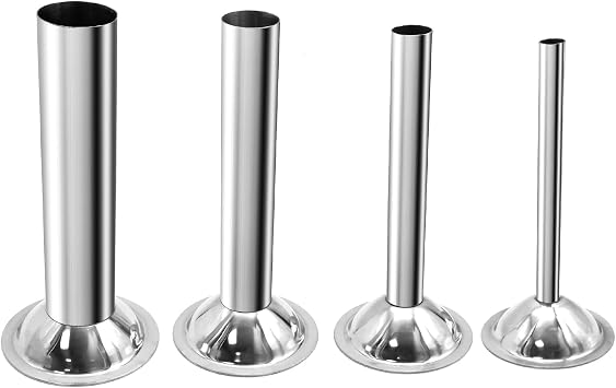 Saihisday 4Pcs Sausage Stuffing Tubes Stuffing Nozzles Stainless Steel Sausage Maker Tubes Snack Stick Stuffer Tube Sausage Stuffer Tubes for #10/#12 Meat Grinder