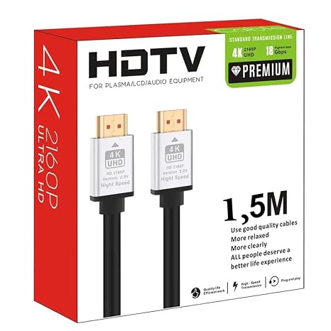 Coverzone Hdmi Kablo 1,5 Metre 4K HDTV 2160P 18Gbps Premium Altın Kaplama Uç Yüksek Hızlı Aktarım Plasma Lcd Pc Ses Ekipmanları (1,5 Metre)