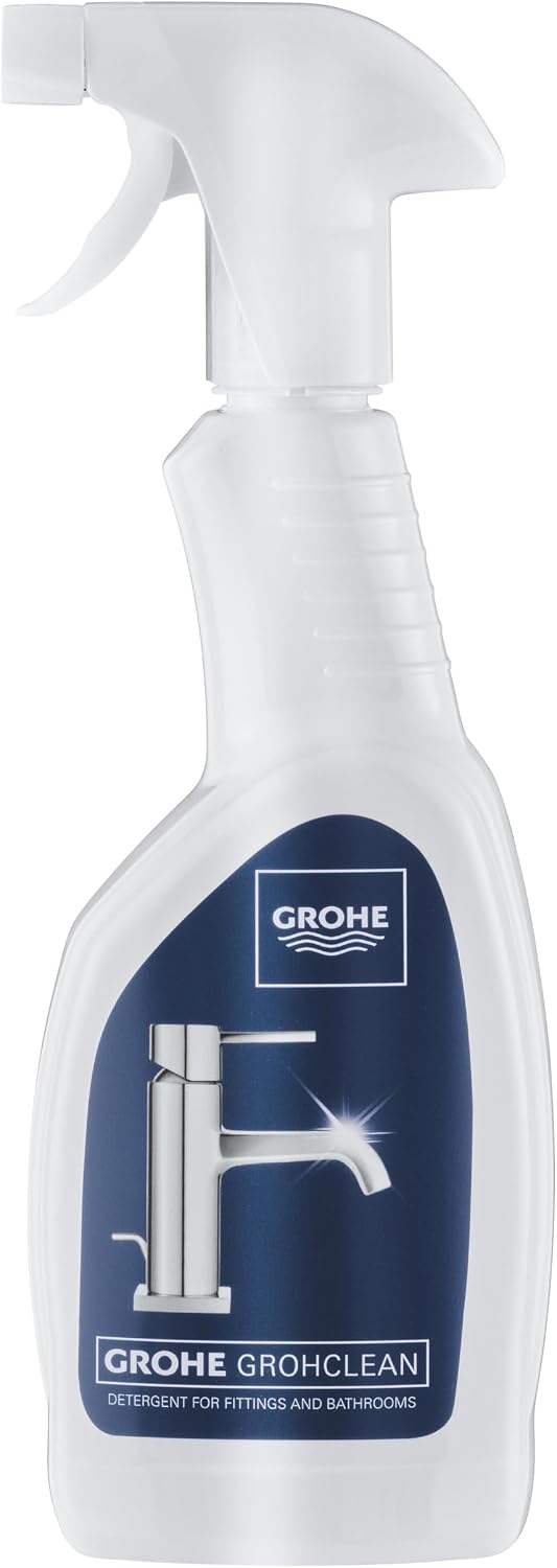 GROHE GrohClean Cleaning Spray, Battery, Faucet, Kitchen, Shower and Bathroom Accessories Cleaner, Natural and Effective, 500ml, 48166000