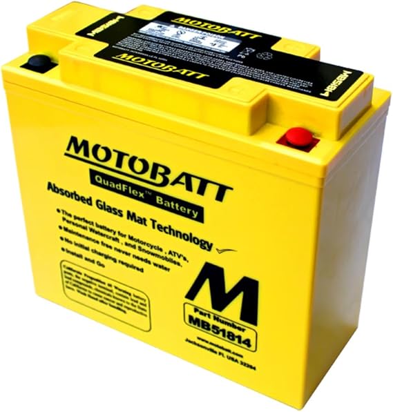 MotoBatt MB51814 (12V 22 Amp) 260CCA Factory Activated QuadFlex AGM Battery