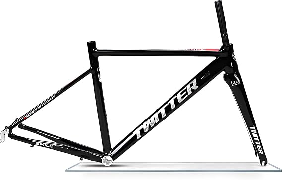 700C Road Bike Frame – Lightweight Aluminum Alloy Rim Brake Frameset with Carbon Fork, 44-56mm Tapered Head Tube, Semi-internal cable routing – 46/48/50cm Racing Build