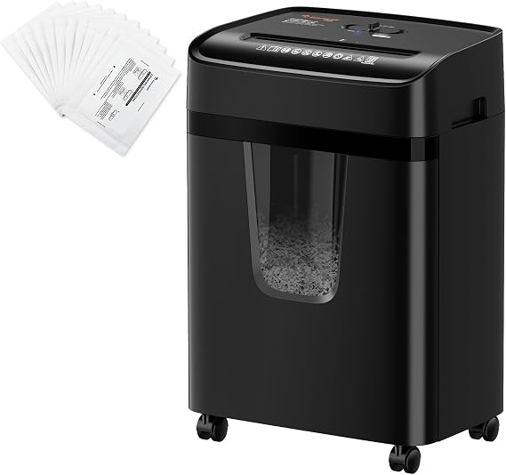 Bonsaii 12 Sheet Cross Cut Paper Shredder and 12-Pack Shredder Lubricant Sheets