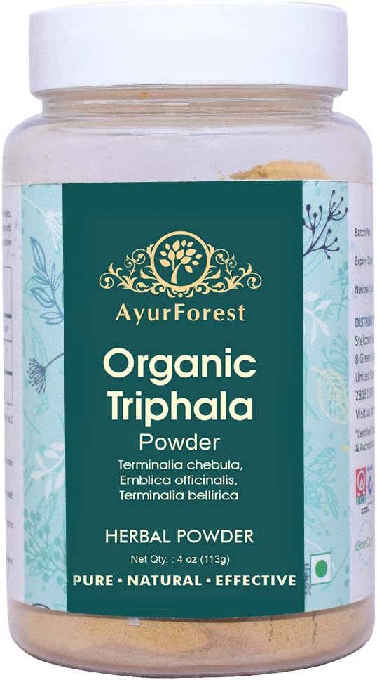 Organic Triphala Powder | 4 Oz 113 GMS | Healthy Digestion Certified Organic by OneCert Int & EU Standard