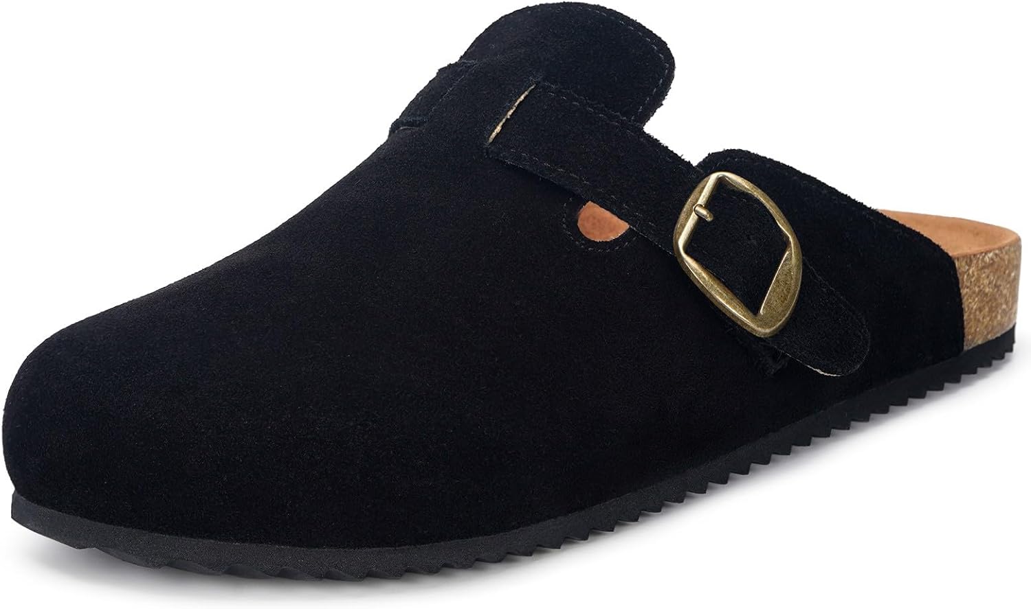 Womens Suede Clogs Mens Genuine Leather Mules Cork Footbed Sandals with Arch Support