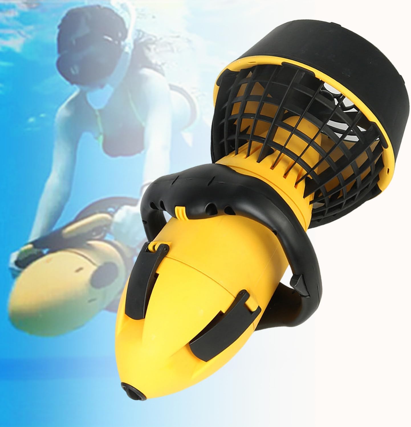 Electric Underwater Scooter, Underwater Seascooter, Water Propulsion, Water Propeller, Diving Device,Floatation Device For Water Sports,Swimming Pool,Diving,Snorkeling And Marine Adventure,Yellow-500W