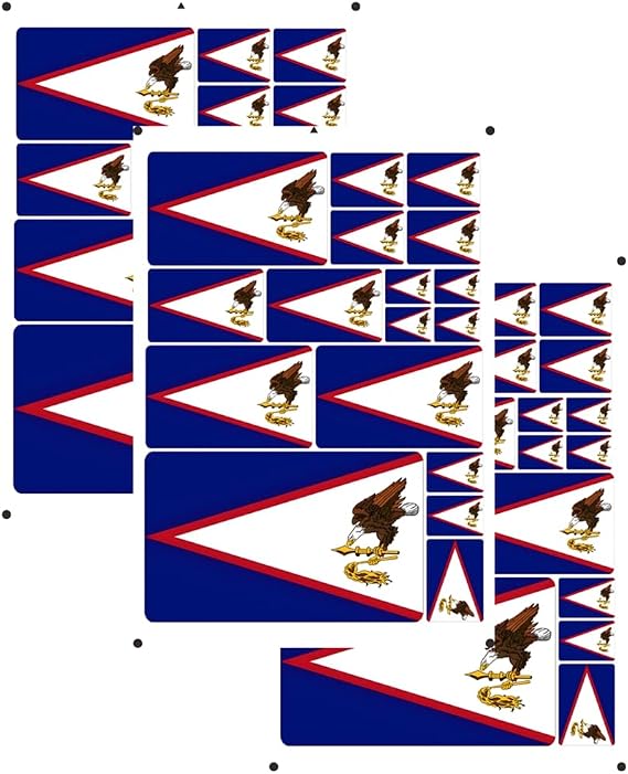 vmcoatdu American Samoa Flag Laser Printing Sticker 3 Pcs Decal in Multiple Sizes Stickers (Blue American Samoa)