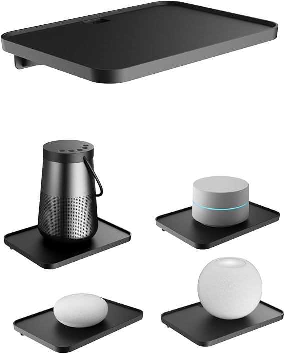 Wall Mount Shelf Holder for Google WiFi Fit for Deco/Eero/Nest WiFi System Compatible with Smart Speaker Mount Bracket for Echo Devices/Homepod Mini/Sonos (Black)