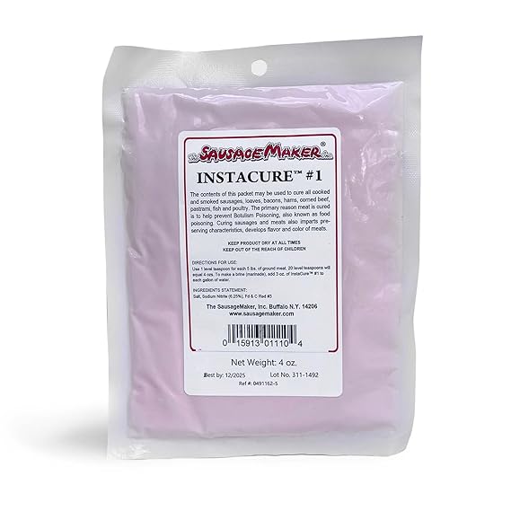 Insta Cure #1, 4 Oz Pink Curing Salt, Prague Powder, Quick Cure For Meat, Sausage, Ham, Bacon, Made In USA - The Sausage Maker