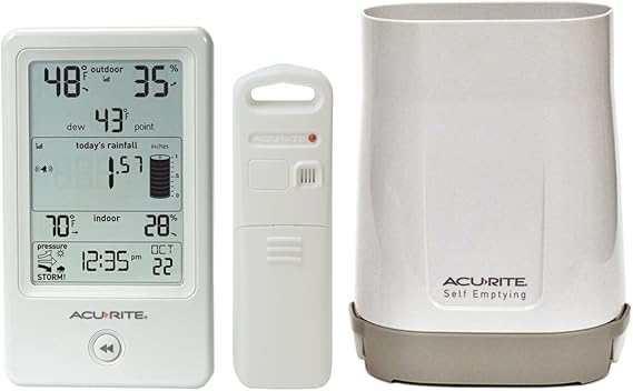 AcuRite 01089M Rain Gauge with Thermometer & Humidity