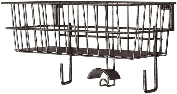 Schneiders Easy-Up Pro 20" Stall Front Grooming Basket and Tack Rack | Portable or Mounted | Rust-Resistant Finish | Holds Grooming Tools and Tack | Color Gray Armor