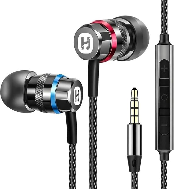 HIFI WALKER A1 Wired Earbuds with Microphone, Hi-Res 3.5mm Headphones Wired with Volume Control, Clear Calling Metal in-Ear Earphones for PC, Laptop, Tablet, Smartphone, Gaming