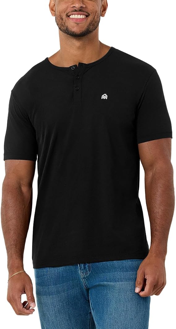 Henley Shirts for Men Short Sleeve Casual Fitted 3 Button Crew S-4XL