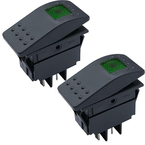 2Pcs12V LED Illuminated Rocker Toggle Switch 4Pin SPST with Self-Locking LED Light 20A ON/Off Switch Car Offroad Push Button for Car Boat Marine