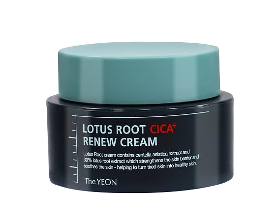 The YEON Lotus Root CICA+ Renew Cream 50ml / 1.69 fl oz For Dry Sensitive Skin/Centella asiatica/Day and Night Moisturizer for Wrinkles, Redness, Dryness