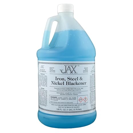 JAX Iron, Steel, Nickel Blackener - Metal Finishing Solution - Antique Finish without Heat or Electricity - Gallon
