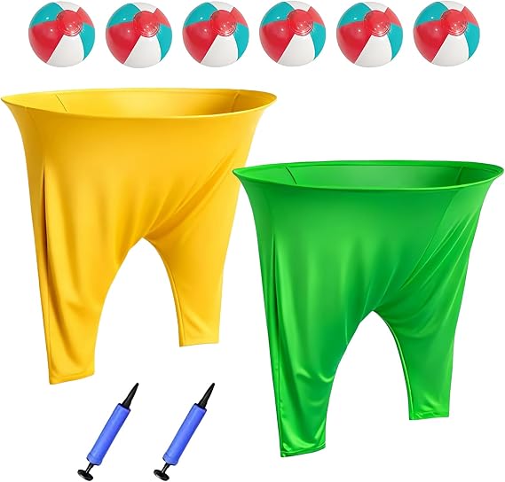 Granny Pants Yard Game Set With 2 Pants, 6 Throwing Bouncy Balls and 2 Pump, Garden Games, Granny Pants Game for Outdoor, Birthday Party, sports day, Family Reu
