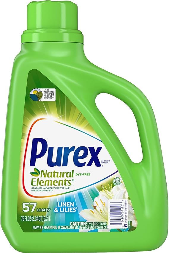 Purex Liquid Laundry Detergent, Natural Elements Linen & Lilies, 75 Fluid Ounces, 57 Loads
