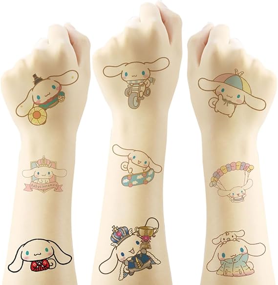 Cinnamoroll Temporary Tattoo for Fans, 20 Sheets Big Temporary Tattoo Body Art Tattoo Stickers,Goody Bag Stuffers Party Bag Fillers (2x2 Inch)