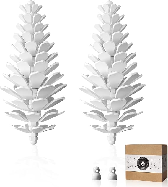 Pinecone Ornaments, Handmade Metal Pinecones, White Christmas Decor, Table Office Wedding Decorations ,Paperweight Pine Cones for Crafts, Home Decor, House Warming Gifts New Home (White Pinecones)