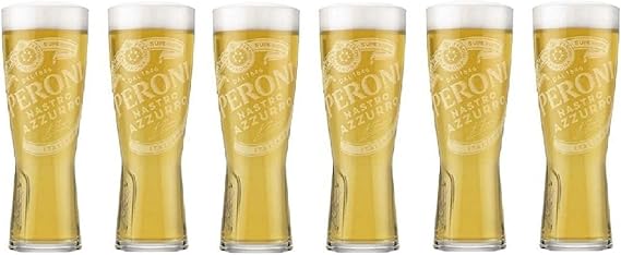 Set of 6 Peroni Nastro 0.4 Liter Glasses