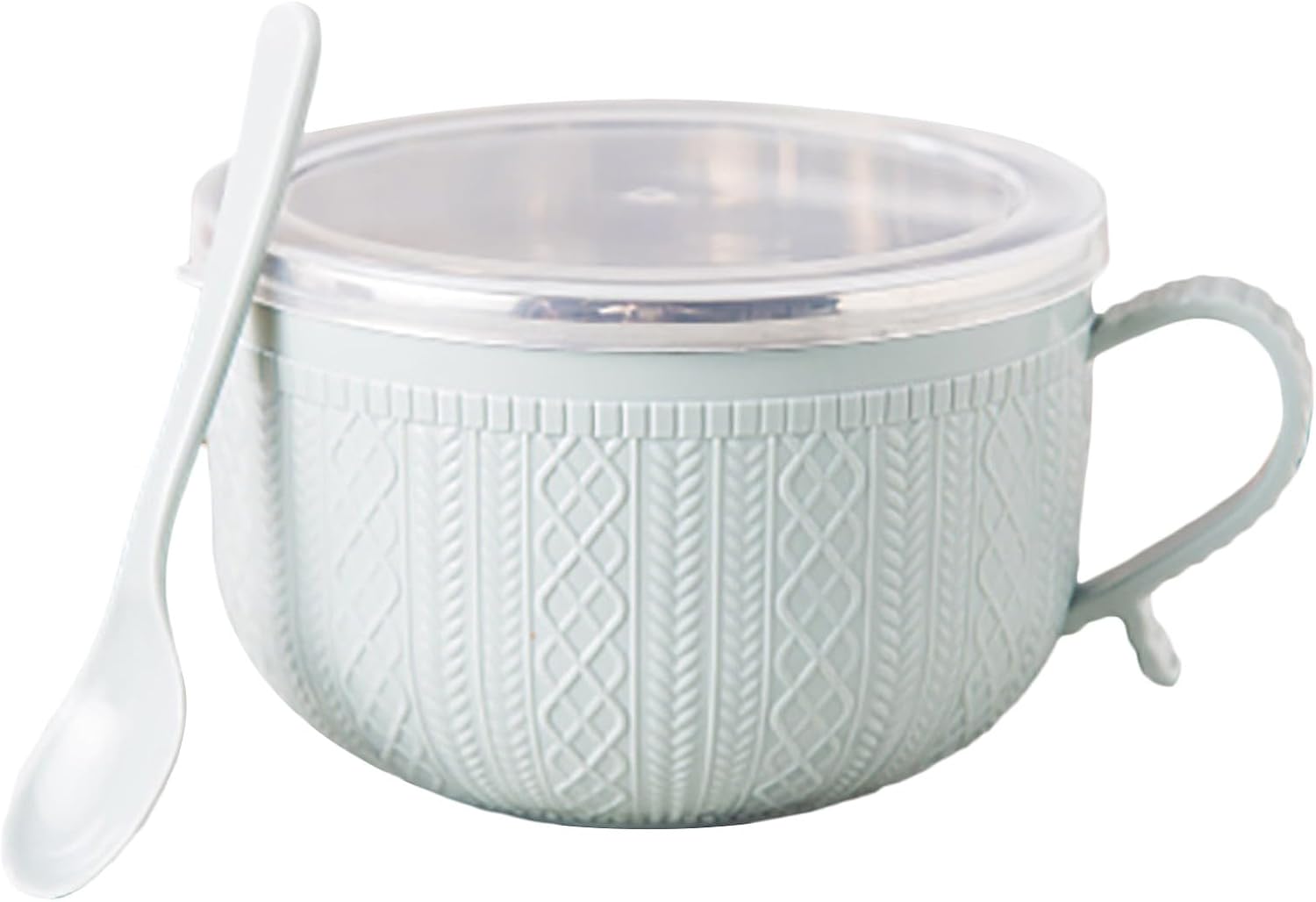 Ramen Bowl with Lid, 9.5 x 14 cm, Instant Noodle Bowl, Instant Noodle Cup, Pasta Pot, Ramen Bowl Set for Pasta, Soup, Bento Lunch Light Blue