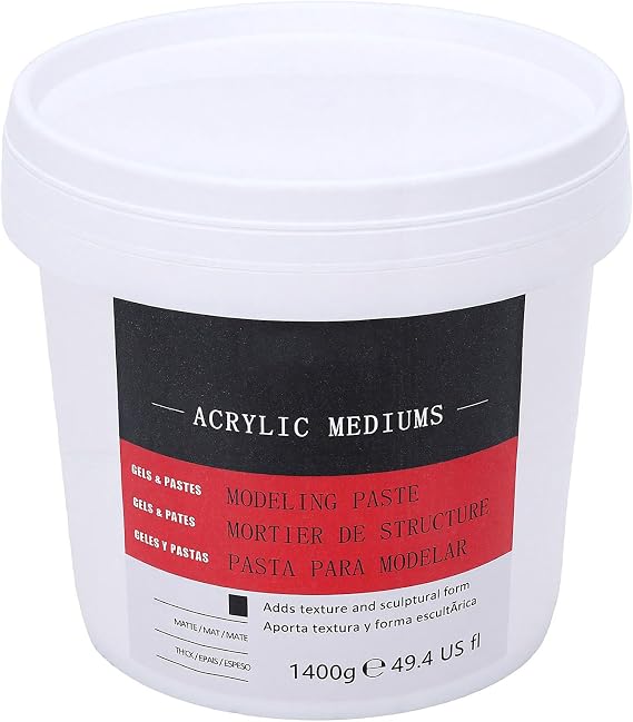 Pssopp Other Art Supplies Paste, 1400g Fast Drying Acrylic Texture Medium Structural Modeling Texture Paste with Crack Tolerant for Textured Art Crafts Heavy Body Modeling Heavy