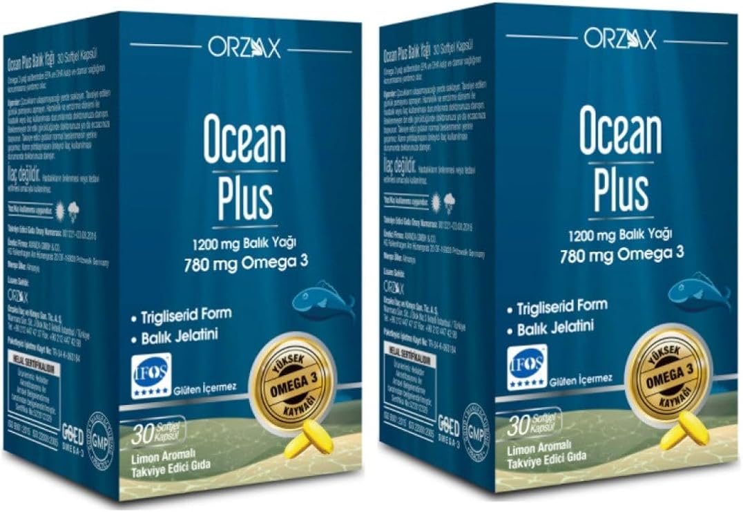 ORZAX Ocean Plus Omega 3 1200 Mg 30 Capsules X2 Pieces P07092