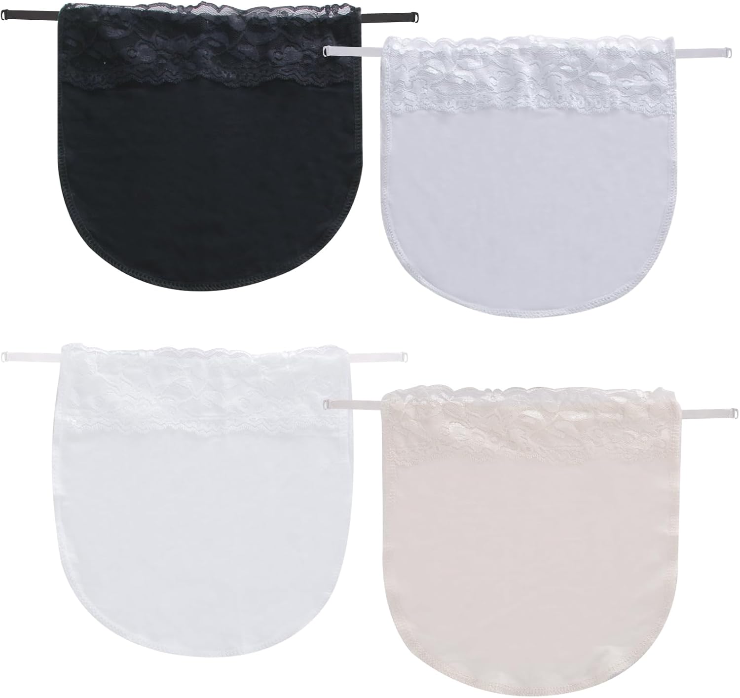 4pcs Lady Clip-On Mock Camisole Bra, Modesty Panels Inserts for Low Cut Dresses, 4 Colors Fashion Soft Anti-Peeping Cleavage Coverage Tank Tops, Cleavages Cover Up Lace Camisole for Girls Women