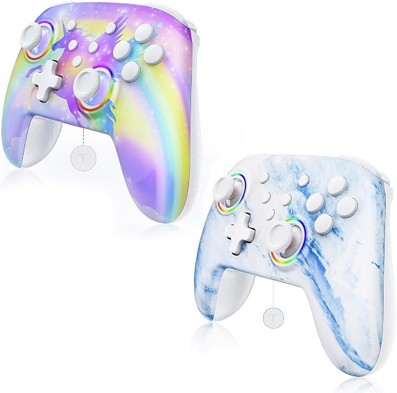 NexiGo Switch Controller 2 Pack, Wireless Bluetooth Controller for Nintendo Switch 2 and Switch, with No Deadzone, Turbo, LED Light, Motion, and Dual Vibration (Violet Unicorn & Arctic Chiller)