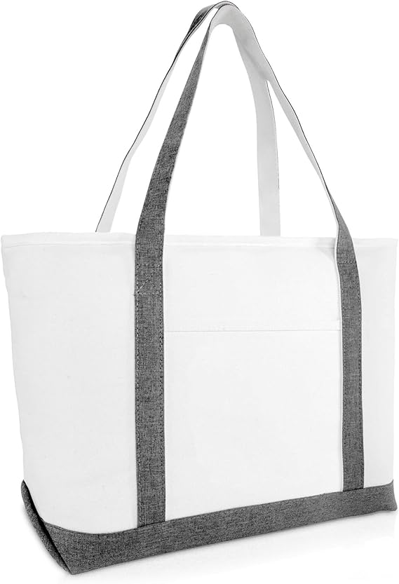 DALIX Daily Shoulder Tote Bag Premium Cotton in Gray