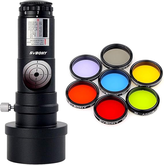 SVBONY Red Laser Collimator with 2 inch Adapter, Bundle with 1.25 inch Five Color Filters Kit 7pcs Filters Set for Lunar Planetary Views