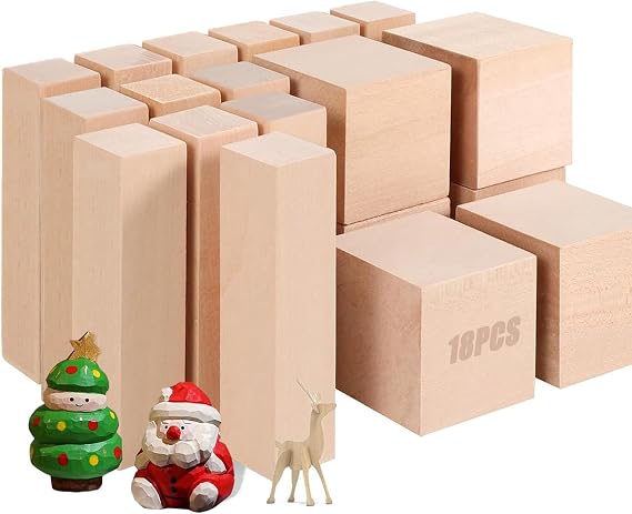 18 Basswood Carving Blocks, Smooth Surface Whittling Wood Set for DIY Carving, Shaping, Creative Whittling