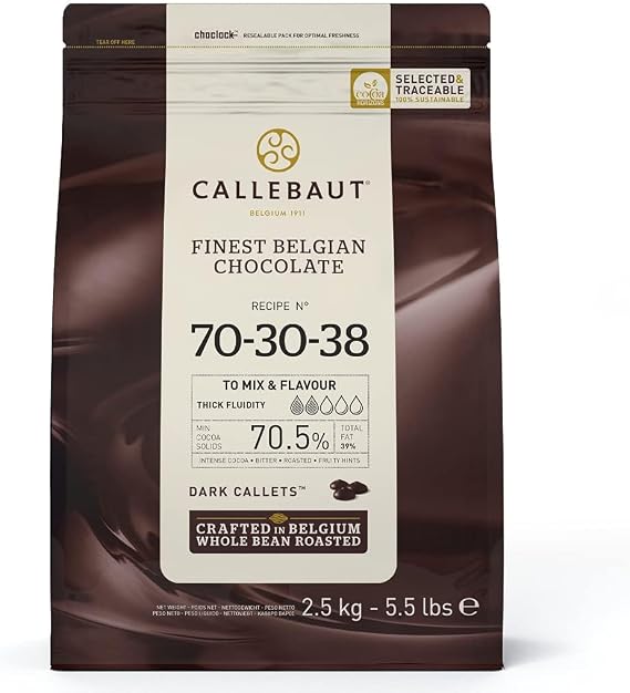 Callebaut 70-30-38 Dark Chocolate Couverture Callets 70.5% Cocoa 2.5kg
