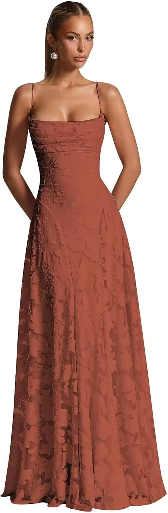 Women's Tulle Prom Dress - Spaghetti Straps Elegant Long Cocktail Party Gowns A-Line Appliques Bridesmaid Dresses