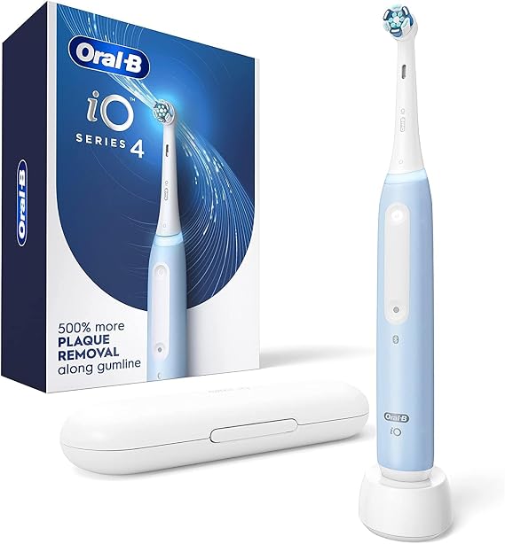 Oral-B iO Series 4 Electric Toothbrush with (1) Brush Head, Rechargeable, ICY Blue