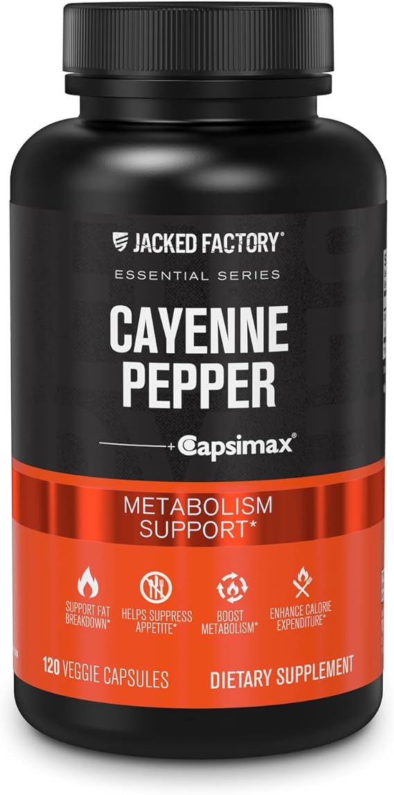 Jacked Factory Capsimax Cayenne Pepper Extract 50mg - Capsimax Capsaicin Supplement - 120 Veggie Capsules (60 Servings)