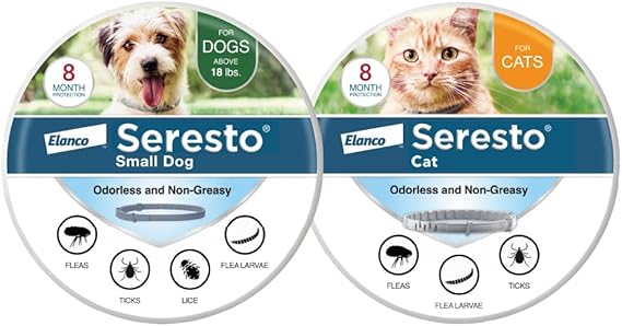 Seresto Small Dog for Dogs Under 18 lbs. & Seresto for Cats Vet-Recommended Flea & Tick Treatment & Prevention Collars | 8 Months Protection Each