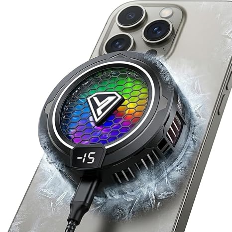 Cell Phone Cooling Fan Magnetic Radiator with RGB Light, Universal Compatible for Android iPhone iPad Large Area Conductive Cooling Cooler 2, Black