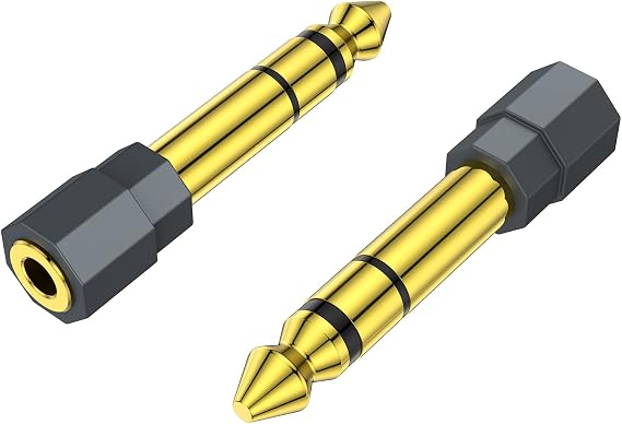 2 Pack 6.35mm 1/4 Male to 3.5mm 1/8 Female Stereo Headphone Adapter Audio Jack Plug Gold Plated for Speaker Headphone Guitar Digital Piano Amp Adapte (Grey)