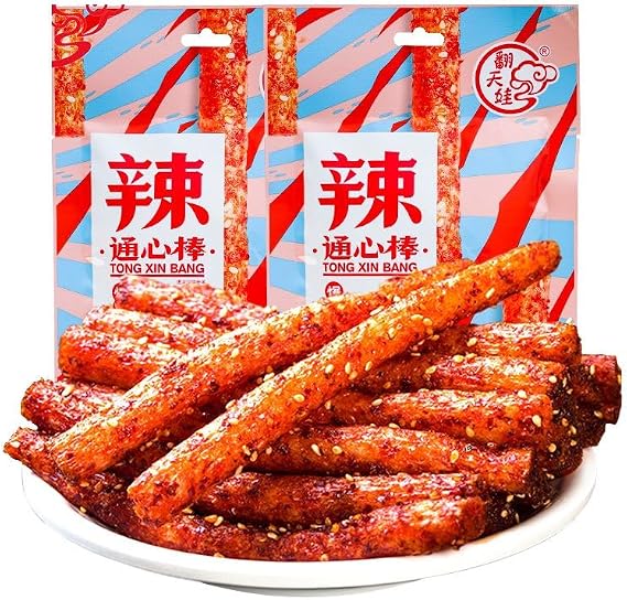 Chinese Spicy Strip Small Gluten,Handmade spicy strip,Vegan,Super spicy snack,Mala latiao,instant food,Healthy casual snacks,Snack Gifts,Classic spicy strip (super spicy,2packs)
