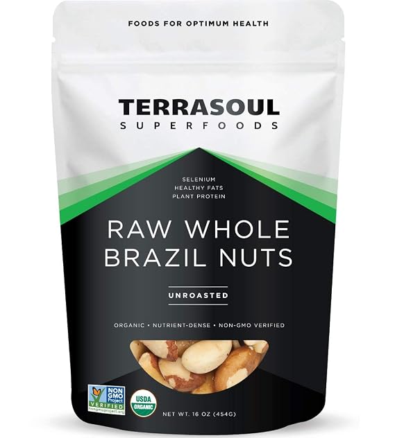 Terrasoul Superfoods Organic Brazil Nuts, 1 Lb - Raw | Unsalted | Rich in Selenium