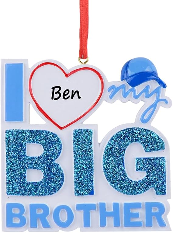 Personalize Big Brother Christmas Ornament - Siblings First Christmas Ornament - Proud New Brother - Christmas Keepsake Gift for Bro, Uncle, Cousin - Free Customization