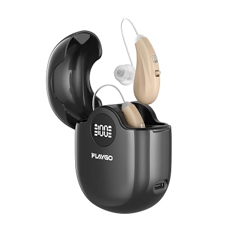 Flaygo Hearing Aids for Seniors,Hearing Aids for People with Hearing Loss, Sound Quality Restoration, Intelligent Noise Reduction, Standby 80h, One-Button Operation, Comfortable Wearing,Beige | Sound Quality Restoration,Rechargeable,Intelligent Noise Reduction, Standby 80h,One-Button Operation,Comfortable Wearing
