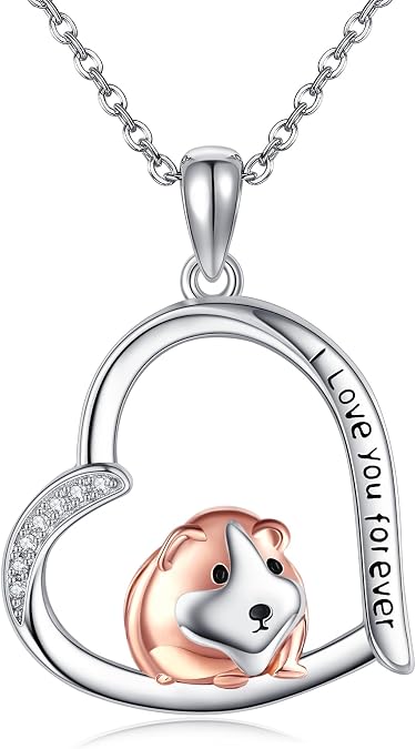 925 Sterling Silver Axolotl/Flamingo/Fox/Monkey/Sloth/Hedgehog/Horse/Koala Heart Pendant Necklace Cute Animal Jewellery Lady's/Girl's/Daughter's Gift