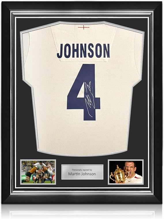 Martin Johnson Signed England Rugby Shirt: Johnson 4. Superior Frame