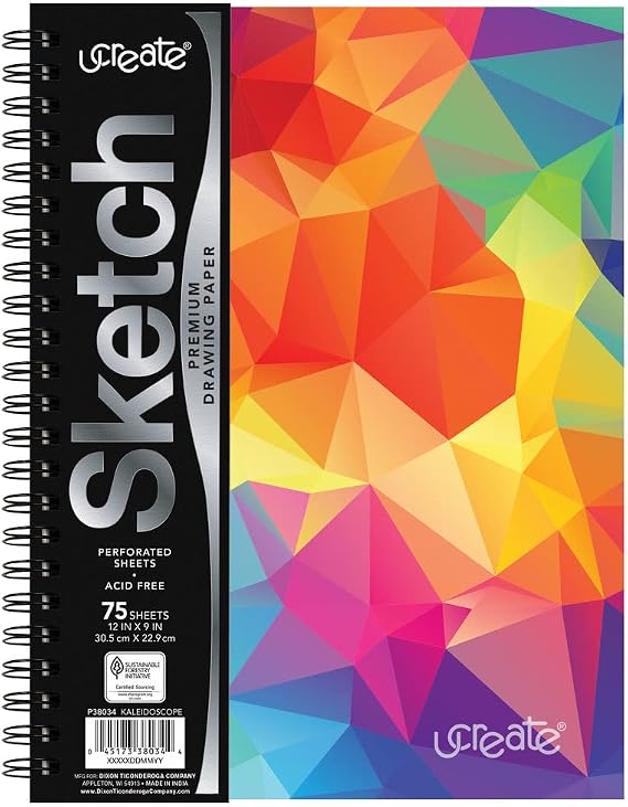 UCreate Fashion Poly Cover Sketch Book, Colorful Cover, Spiral Bound