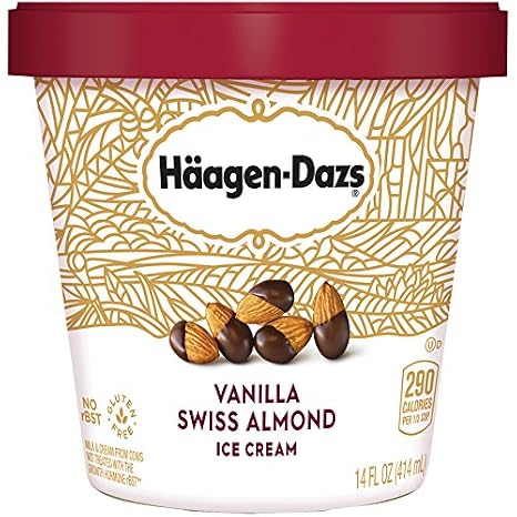 Haagen-Dazs, Vanilla Swiss Almond Ice Cream, Pint (8 Count)